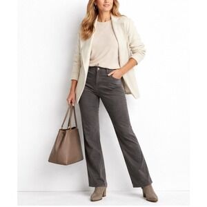 Talbots Heritage Gray Corduroy Pants Womens 14P Petites Straight Leg Stretch
